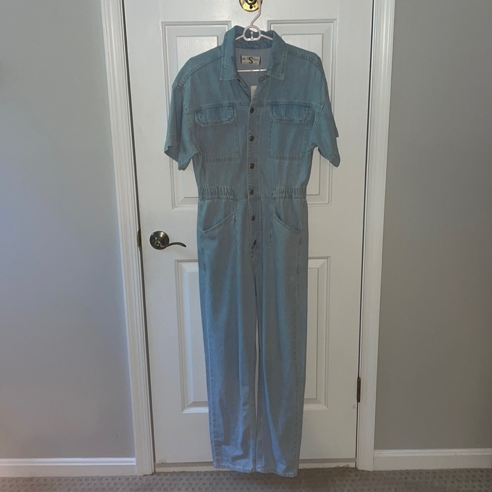 NWT free people denim jumpsuit